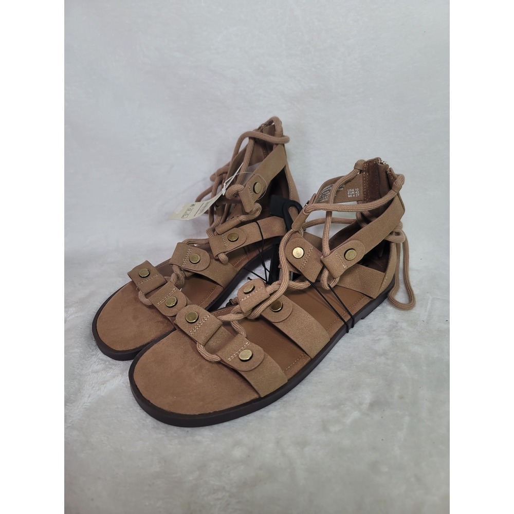 Boho Chic Festival Lace Up Gladiator Sandals Ren Faire Tan Resortwear Size 10